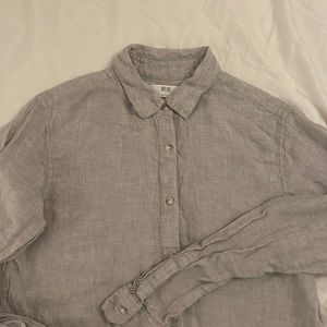 Uniqlo women Long Sleeve Shirt Small 100% Linen